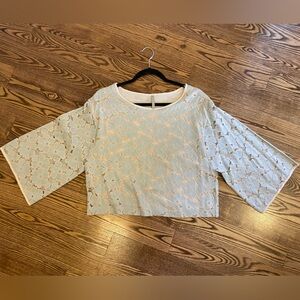 Lace floral blue top